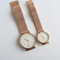 Edelstahl-Mesh-Uhr Japan Quarz Armbanduhr für Paar Nickel freien Edelstahl